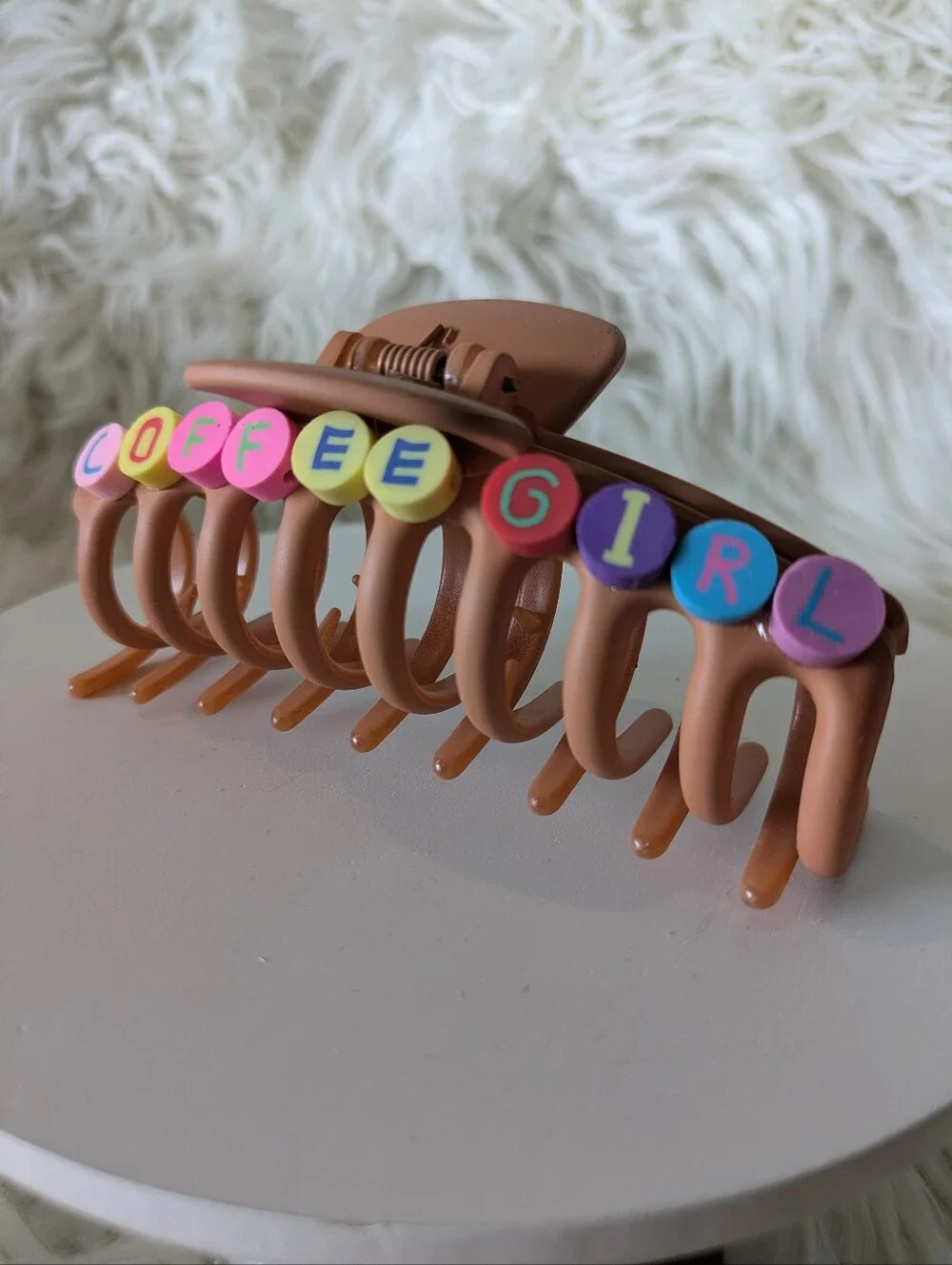Coffee Girl Hair Clip Claw Style Handcrafted | NWT